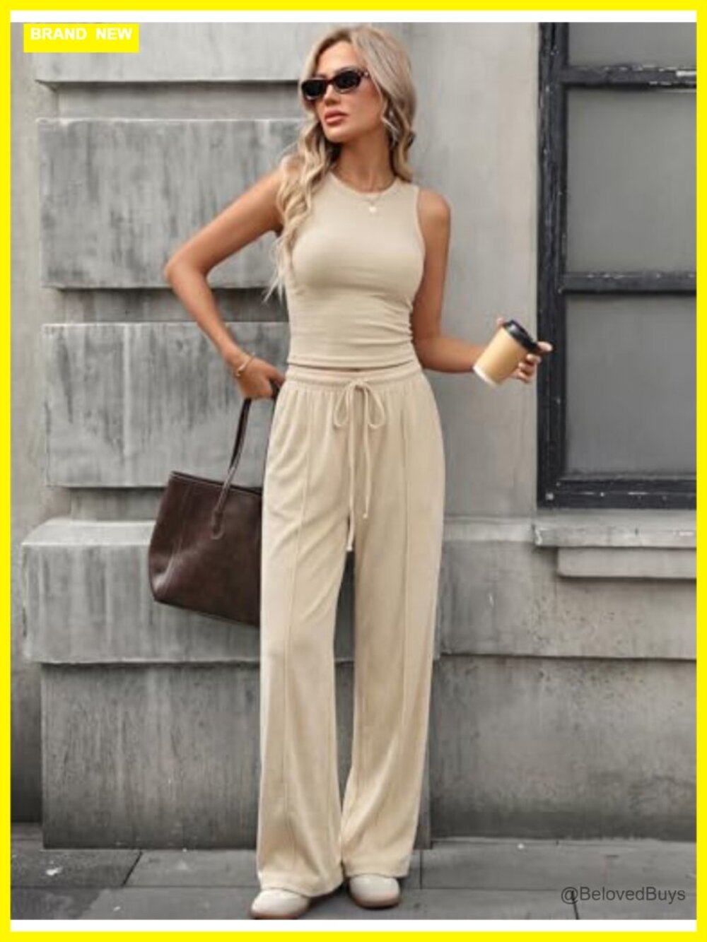 Sleeveless Tank Top with Wide Leg Pants Lounge Set - Picture 3 of 6